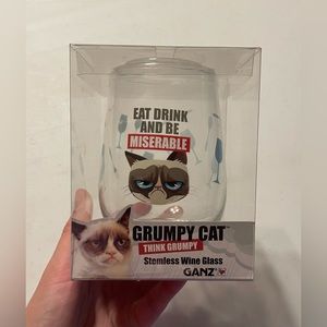 New Ganz 2013 Grumpy Cat Eat Drink And Be Miserable Stemless Wine Glass Rare